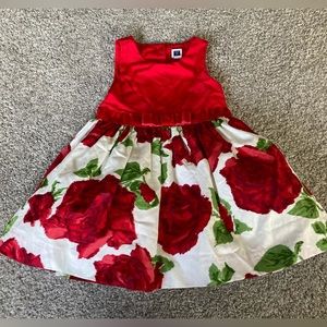 Size 12-18 months / Janie + Jack baby/toddler girl red roses party dress